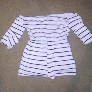 Striped off the shoulder romper